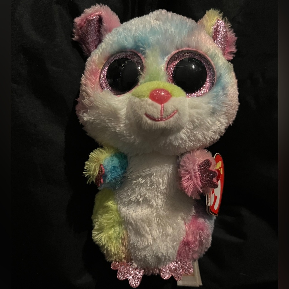 April4th Ty Beanie Boos Rodney the Hamster pastel multi coloured blush/stuffy